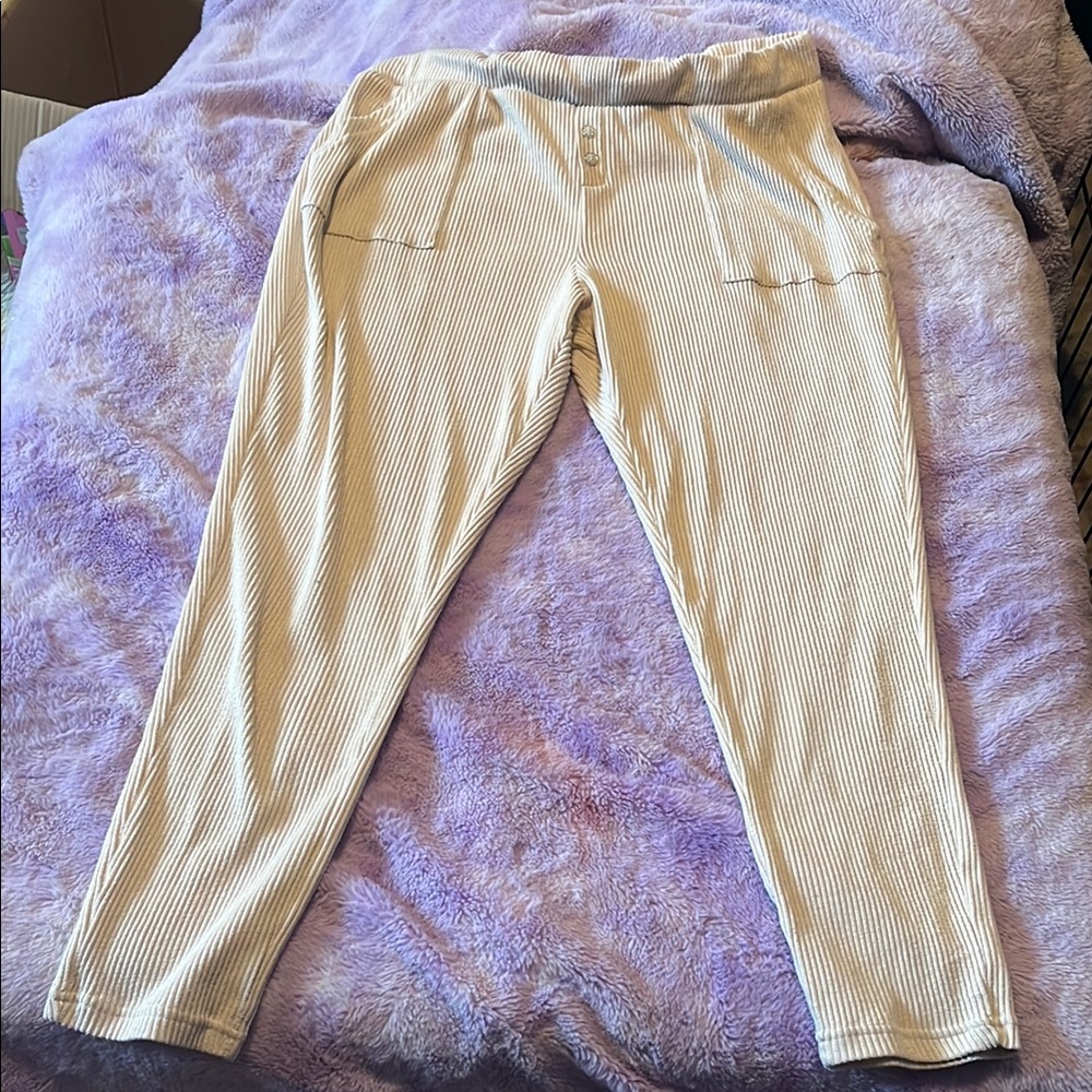 Cream Striped Pants
